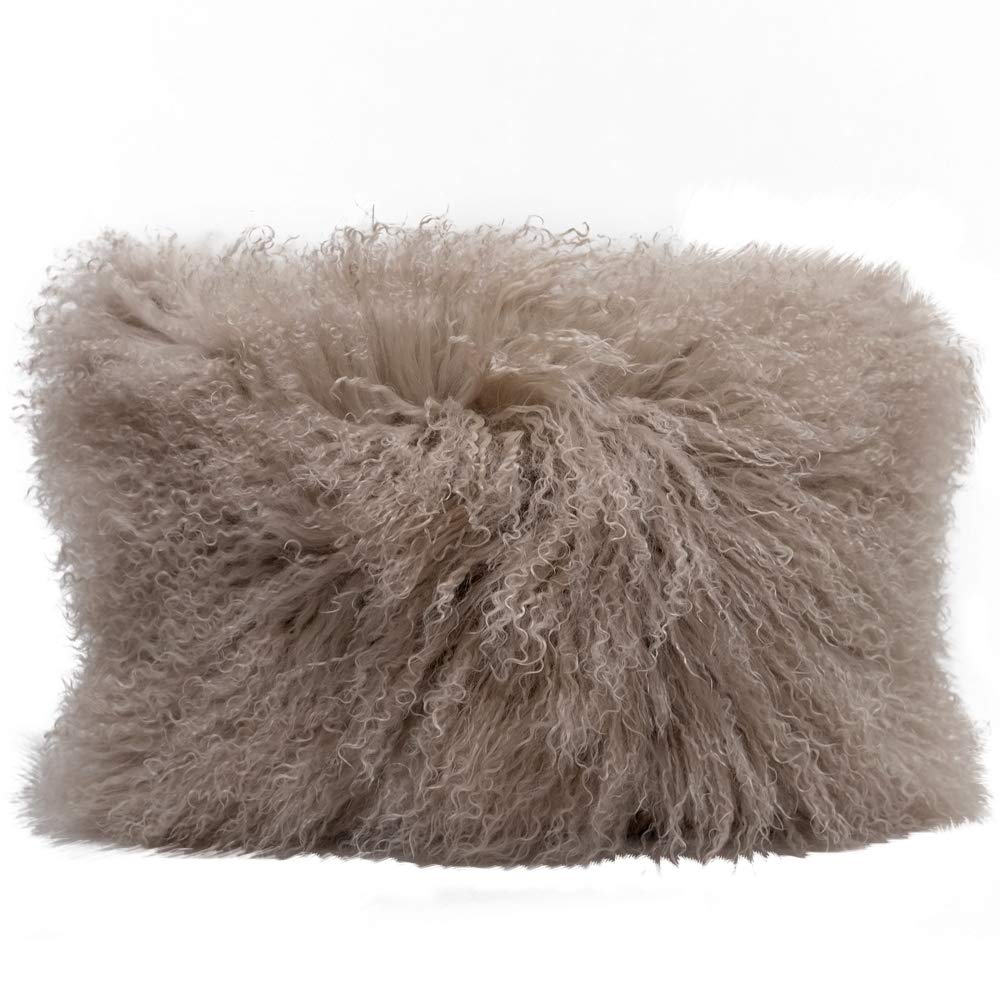 Eclante Mongolian Lamb Fur Yellow Throw Pillow